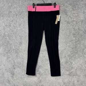 Energie Leggings Juniors L 32x26 Black Pink Waistband Stretch Athleisure Y2K NWT